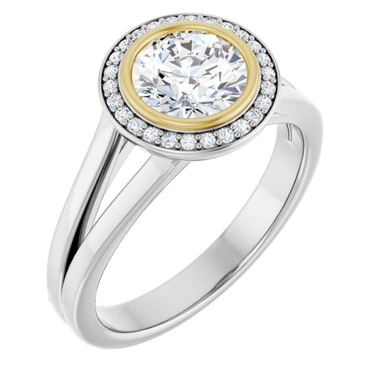 Bezel-Set Halo-Style Engagement Ring