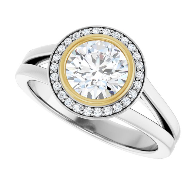Bezel-Set Halo-Style Engagement Ring