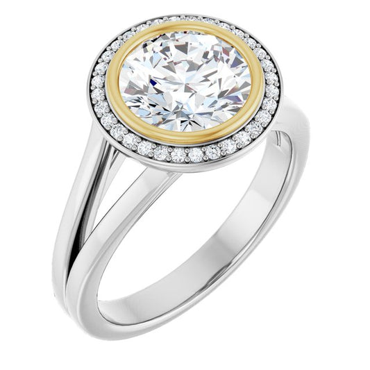 Bezel-Set Halo-Style Engagement Ring