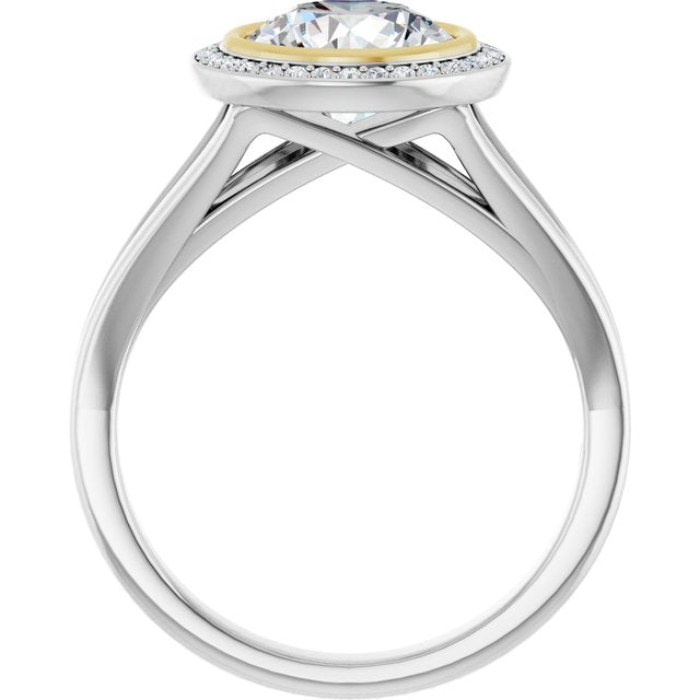 Bezel-Set Halo-Style Engagement Ring