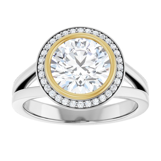 Bezel-Set Halo-Style Engagement Ring