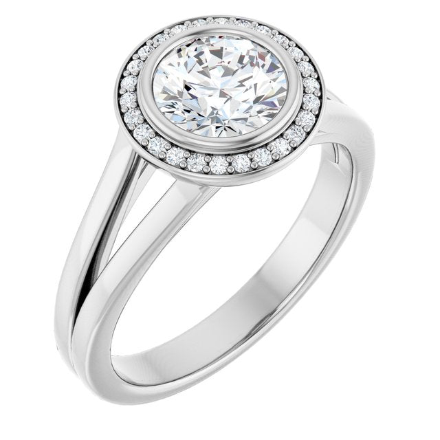 Bezel-Set Halo-Style Engagement Ring