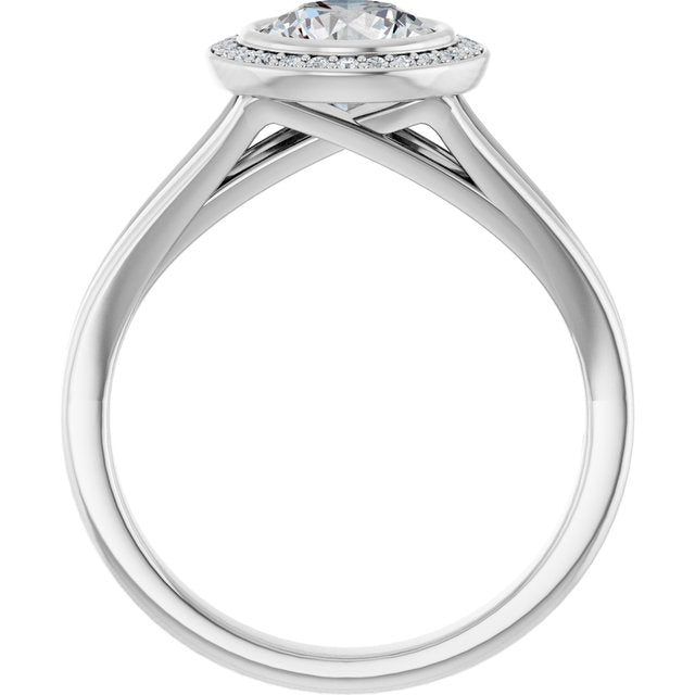 Bezel-Set Halo-Style Engagement Ring