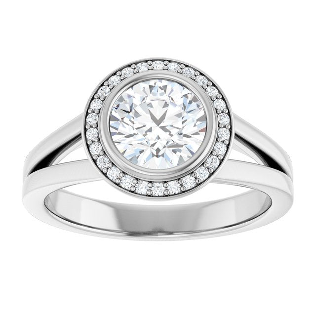 Bezel-Set Halo-Style Engagement Ring
