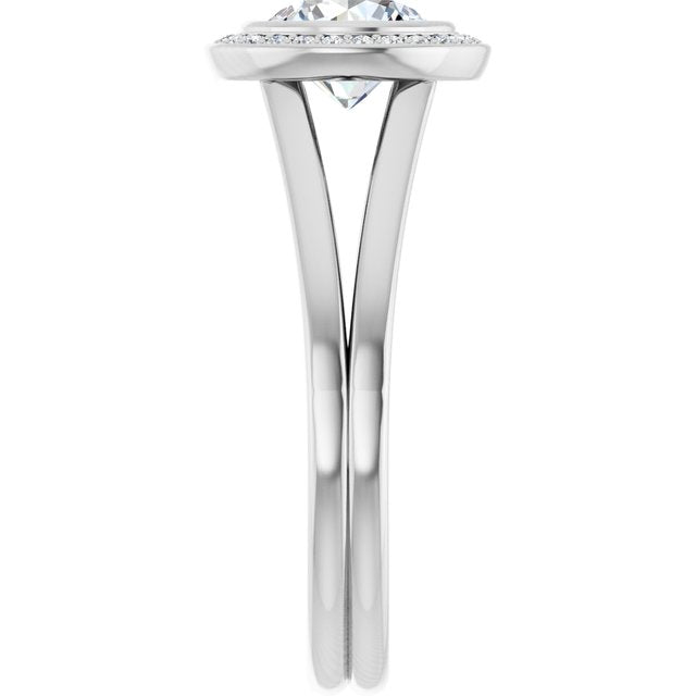 Bezel-Set Halo-Style Engagement Ring