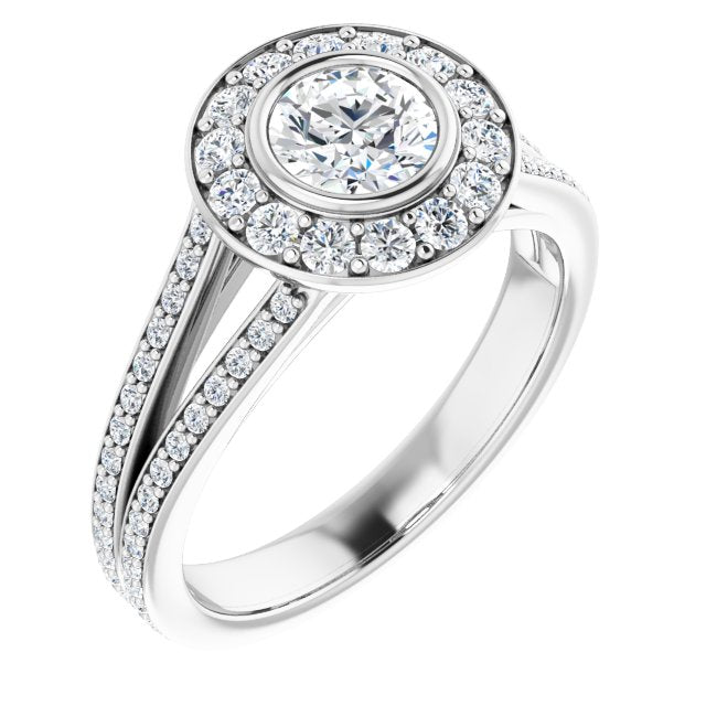 Bezel-Set Halo-Style Engagement Ring