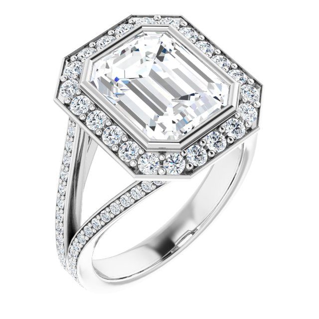 Bezel-Set Halo-Style Engagement Ring