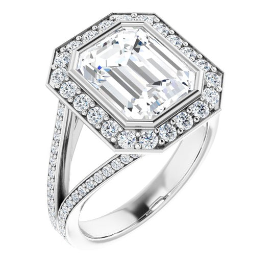 Bezel-Set Halo-Style Engagement Ring