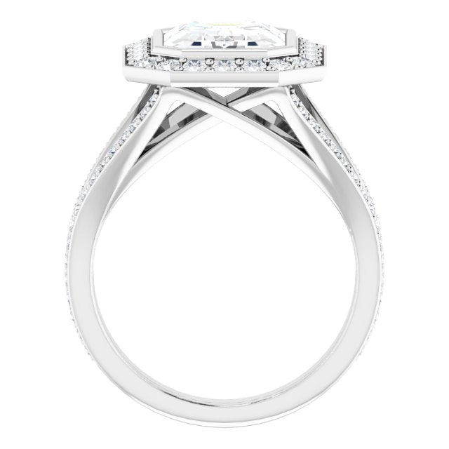 Bezel-Set Halo-Style Engagement Ring