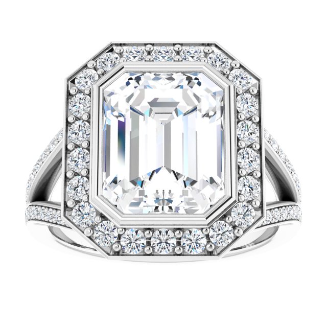 Bezel-Set Halo-Style Engagement Ring