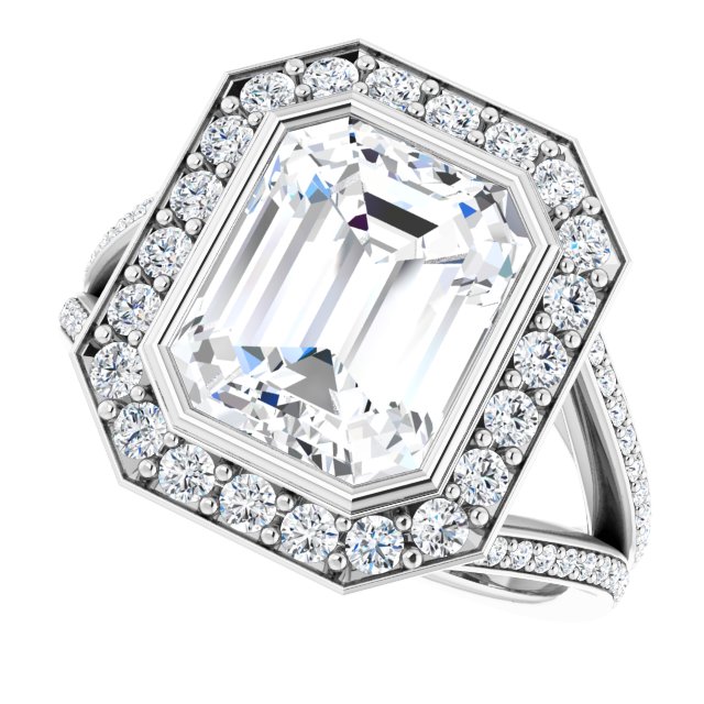 Bezel-Set Halo-Style Engagement Ring