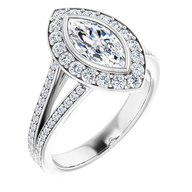 Bezel-Set Halo-Style Engagement Ring