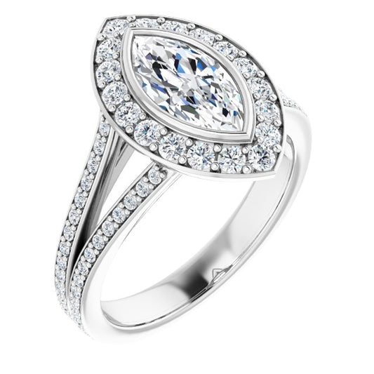 Bezel-Set Halo-Style Engagement Ring