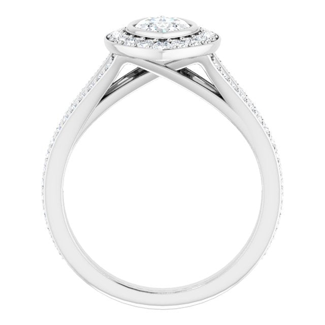 Bezel-Set Halo-Style Engagement Ring