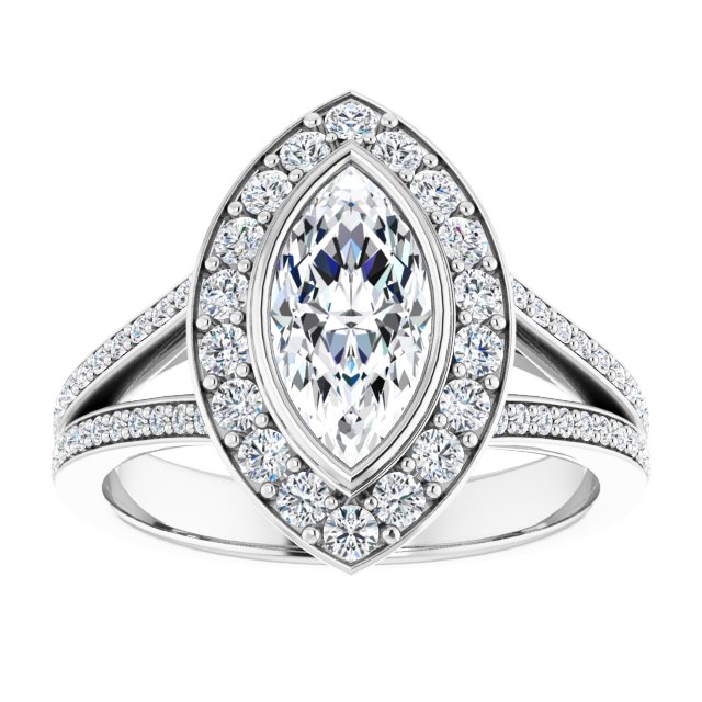 Bezel-Set Halo-Style Engagement Ring
