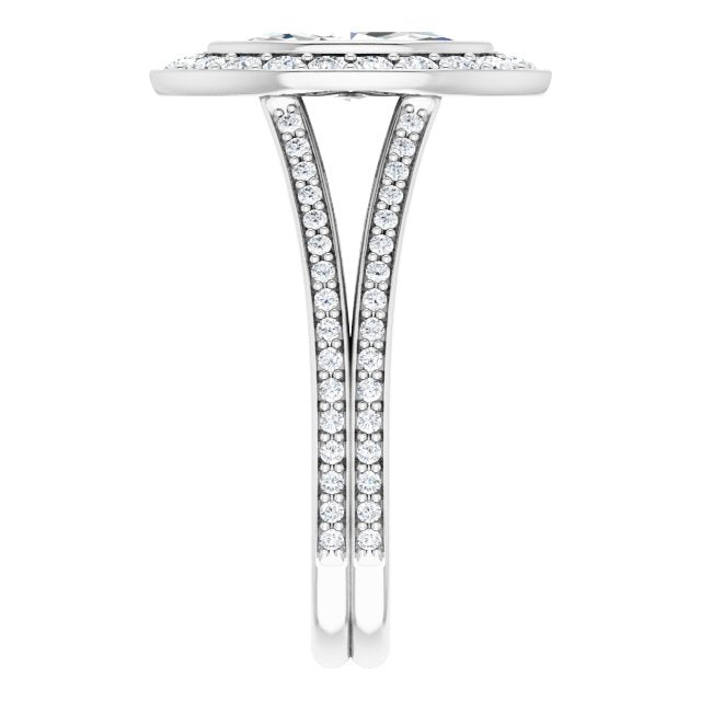 Bezel-Set Halo-Style Engagement Ring