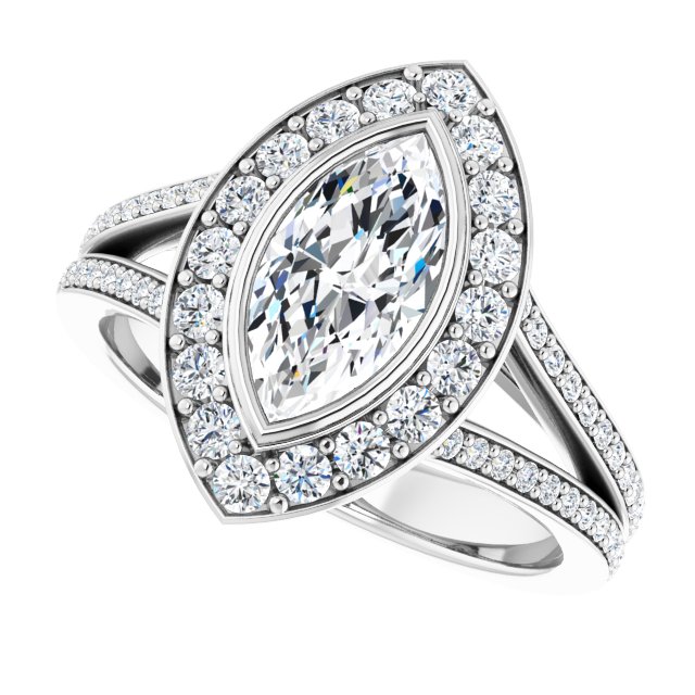 Bezel-Set Halo-Style Engagement Ring