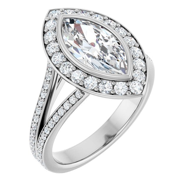 Bezel-Set Halo-Style Engagement Ring