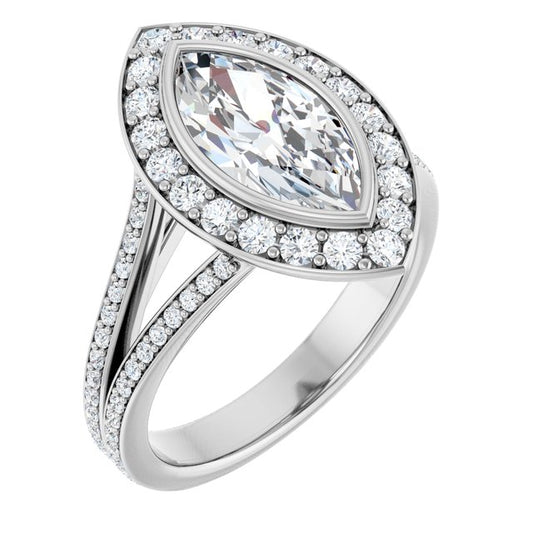Bezel-Set Halo-Style Engagement Ring