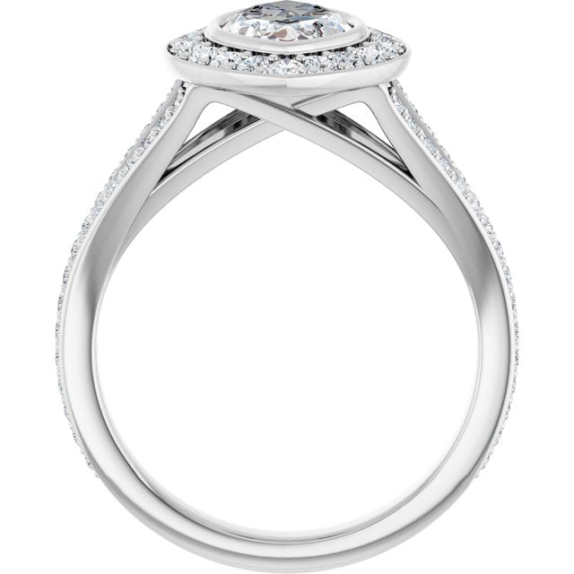 Bezel-Set Halo-Style Engagement Ring