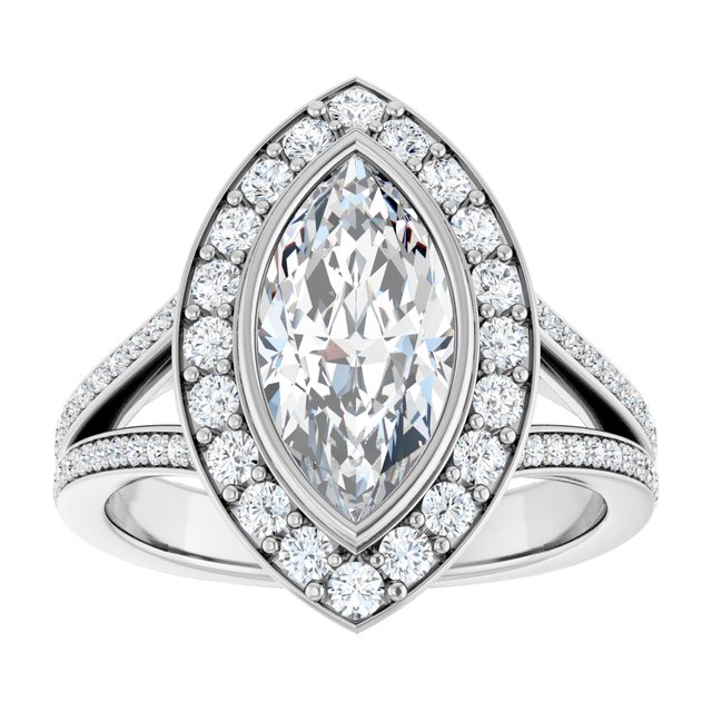 Bezel-Set Halo-Style Engagement Ring