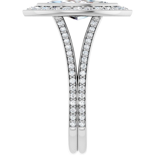 Bezel-Set Halo-Style Engagement Ring