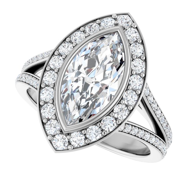 Bezel-Set Halo-Style Engagement Ring