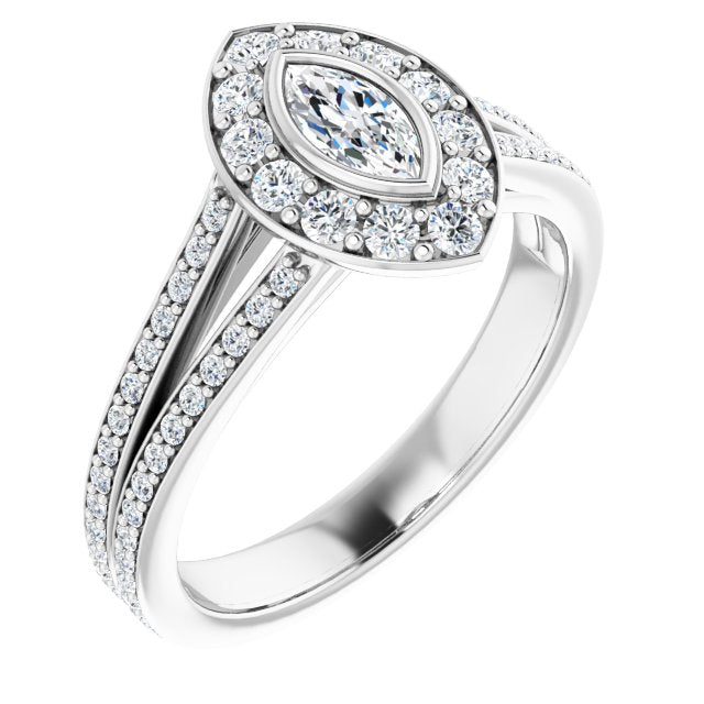 Bezel-Set Halo-Style Engagement Ring