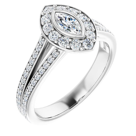 Bezel-Set Halo-Style Engagement Ring