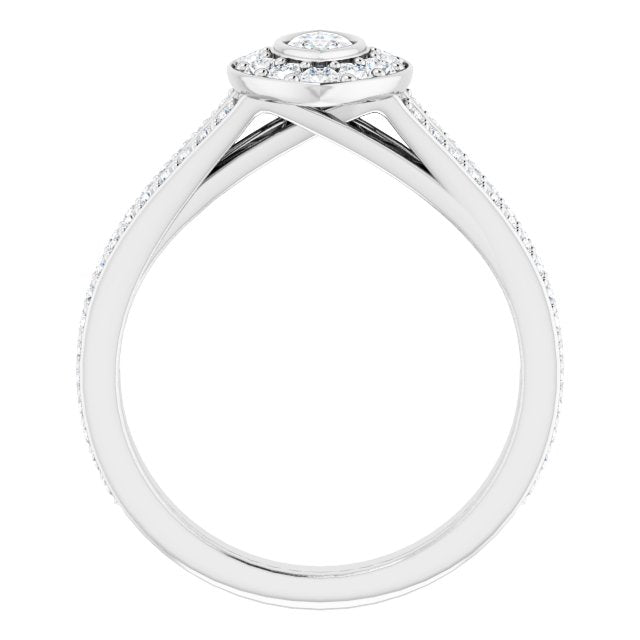 Bezel-Set Halo-Style Engagement Ring