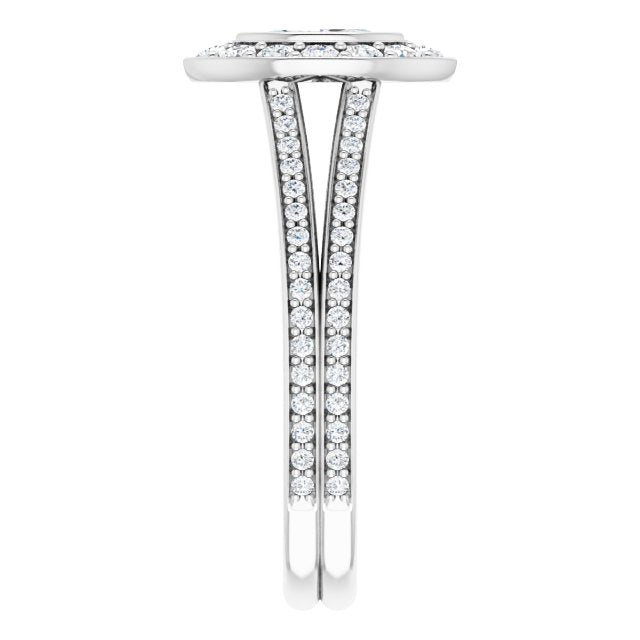 Bezel-Set Halo-Style Engagement Ring