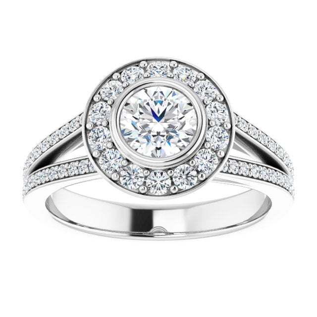 Bezel-Set Halo-Style Engagement Ring