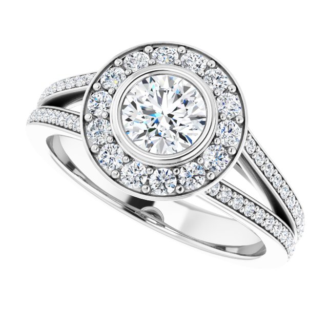 Bezel-Set Halo-Style Engagement Ring