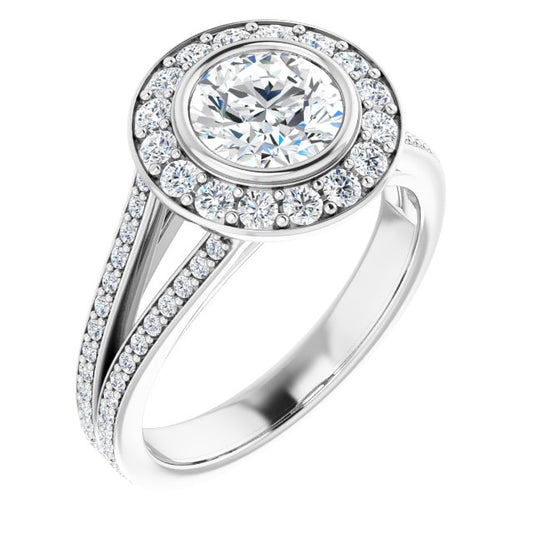 Bezel-Set Halo-Style Engagement Ring