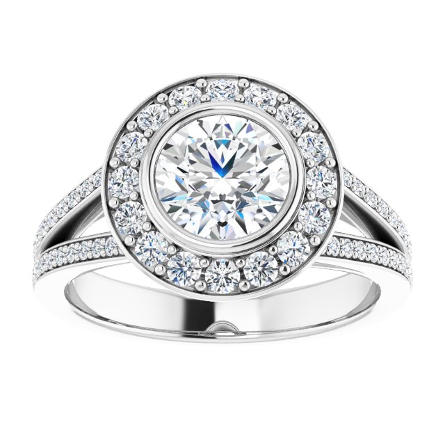 Bezel-Set Halo-Style Engagement Ring