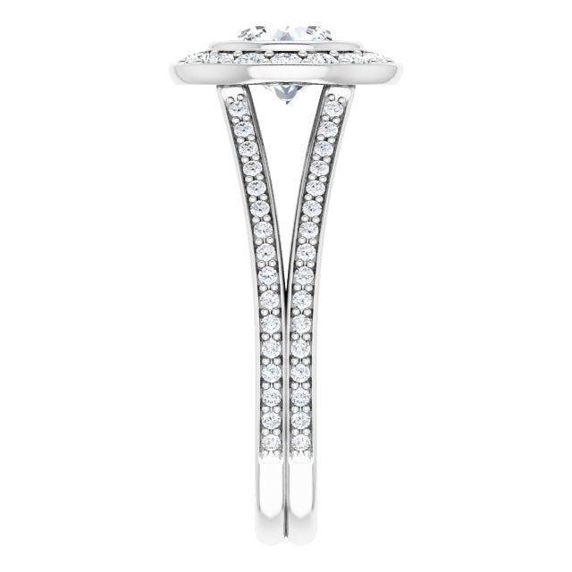 Bezel-Set Halo-Style Engagement Ring