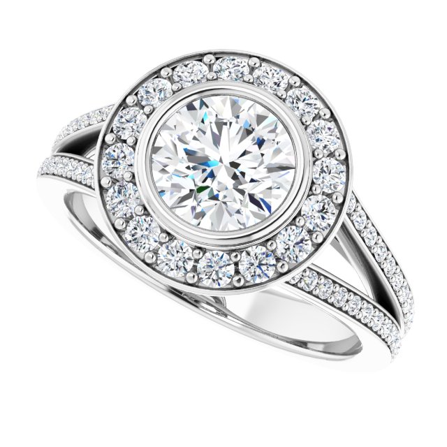 Bezel-Set Halo-Style Engagement Ring