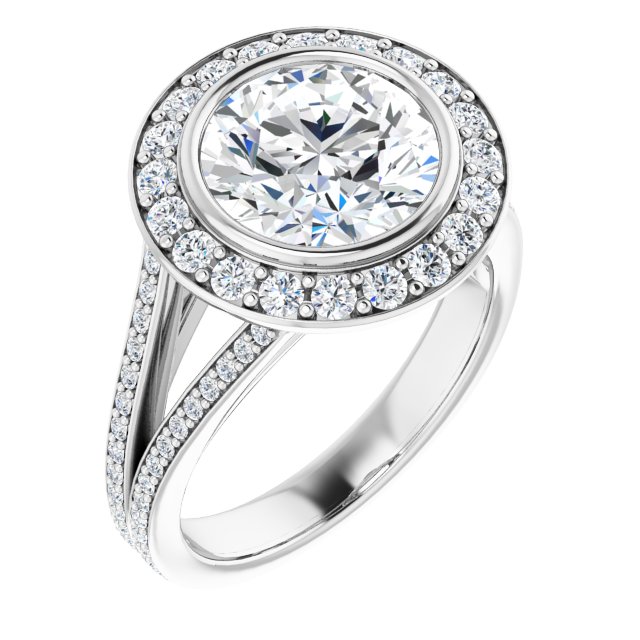 Bezel-Set Halo-Style Engagement Ring