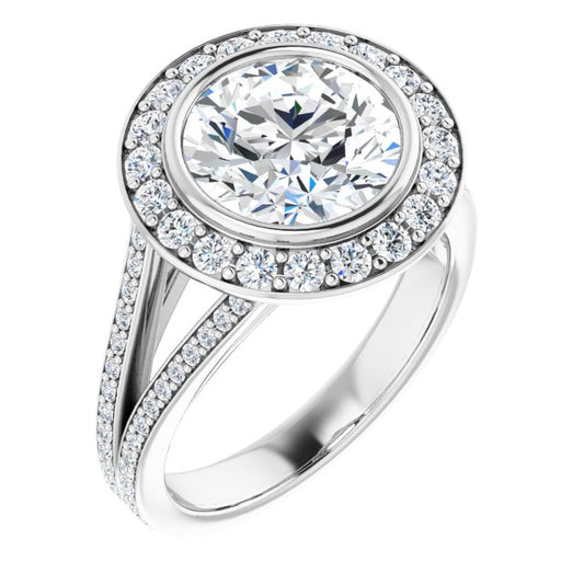 Bezel-Set Halo-Style Engagement Ring