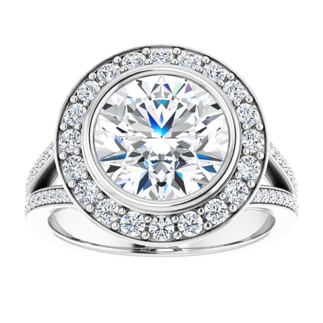 Bezel-Set Halo-Style Engagement Ring