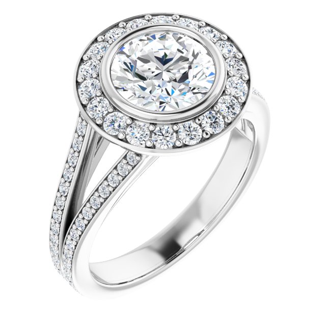 Bezel-Set Halo-Style Engagement Ring