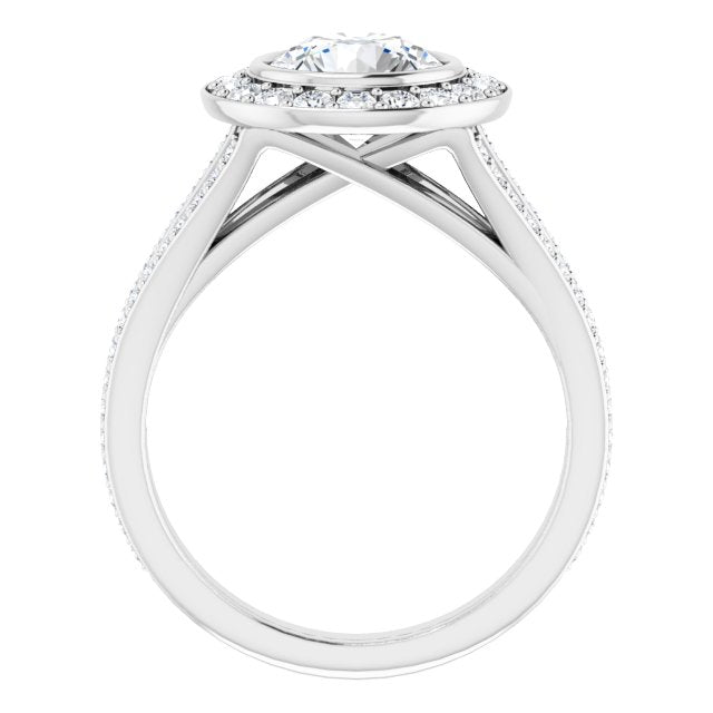 Bezel-Set Halo-Style Engagement Ring