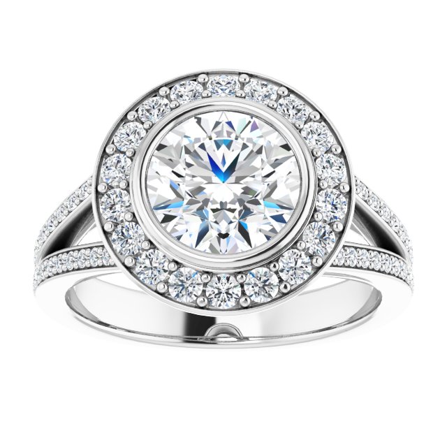 Bezel-Set Halo-Style Engagement Ring