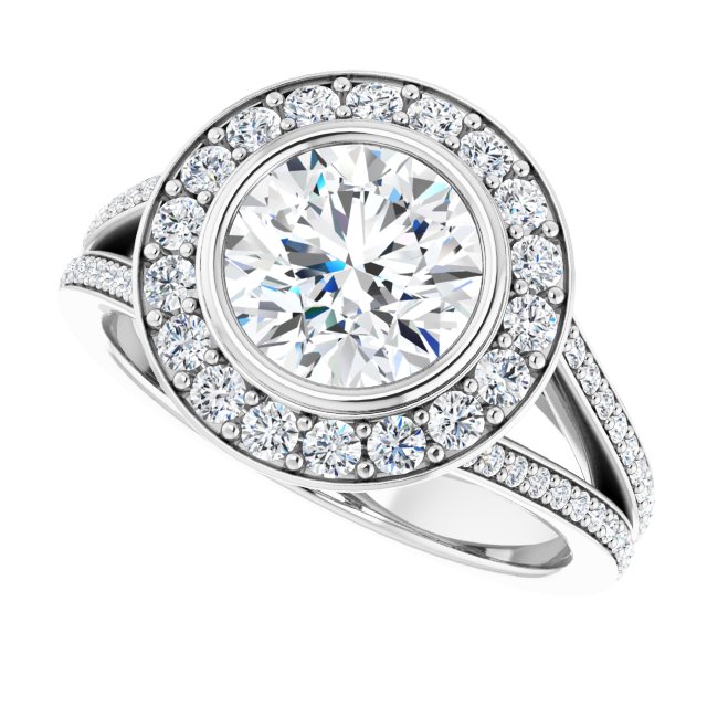 Bezel-Set Halo-Style Engagement Ring