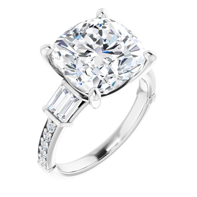 Baguette Accented Engagement Ring