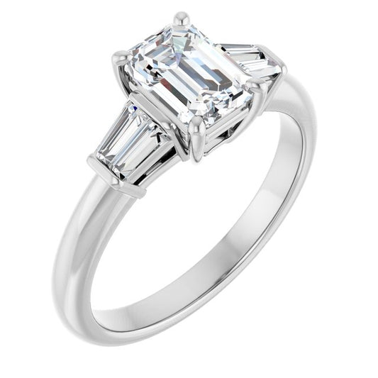 Baguette Accented Engagement Ring