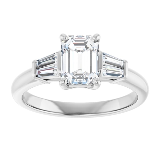 Baguette Accented Engagement Ring