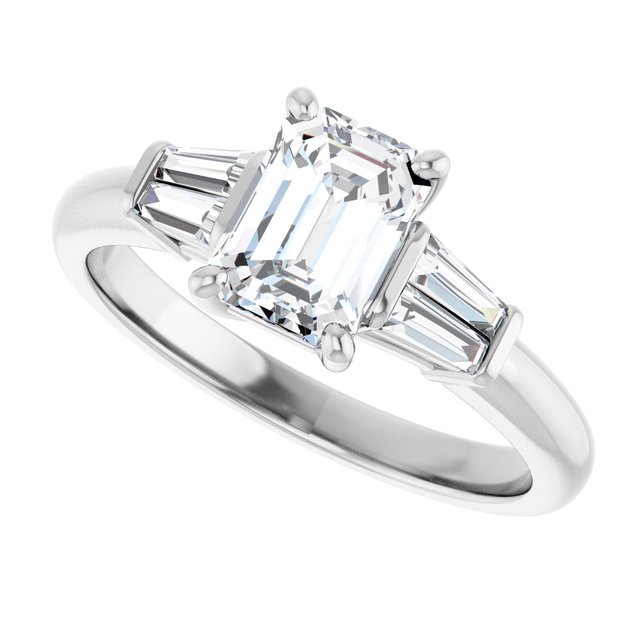 Baguette Accented Engagement Ring