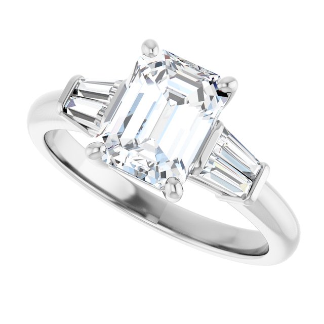 Baguette Accented Engagement Ring