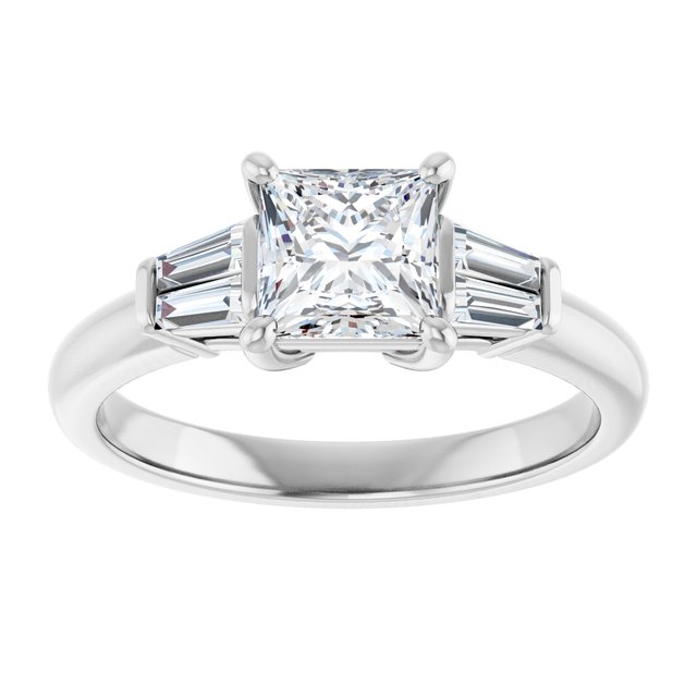 Baguette Accented Engagement Ring